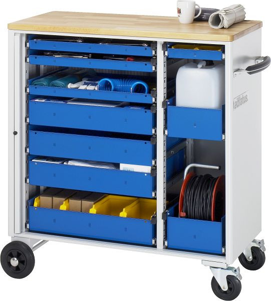 RAU gereedschapswagen serie adlatus model 10800, B1025 x D520 x H1080 mm, inclusief massief beukenhouten werkblad, 02-10800B.11