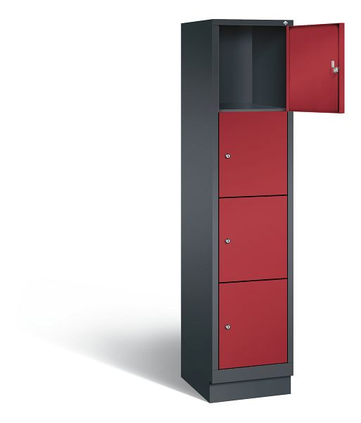 C+P lockerkast Evolo, H1800xW420xD500mm, kleur: zwart-grijs/robijnrood, 48020-124 S10107