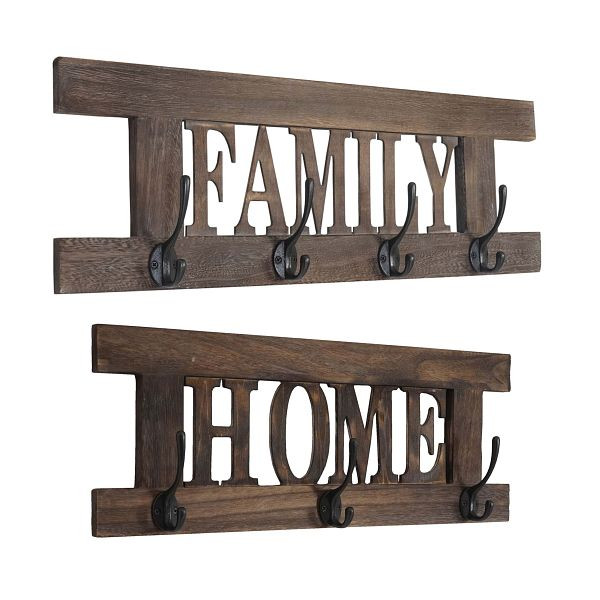 Mendler 2-delige wandgarderobeset HWC-C60 Home+Family garderobepaneel, shabby look vintage, bruin, shabby, 44990+44987