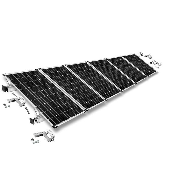 Offgridtec montageset met dakhaken, 3-voudig verstelbaar (voor dakpannen) voor montage op schuin dak, 6 zonnepanelen, framehoogte 30mm, 8-01-013775-011