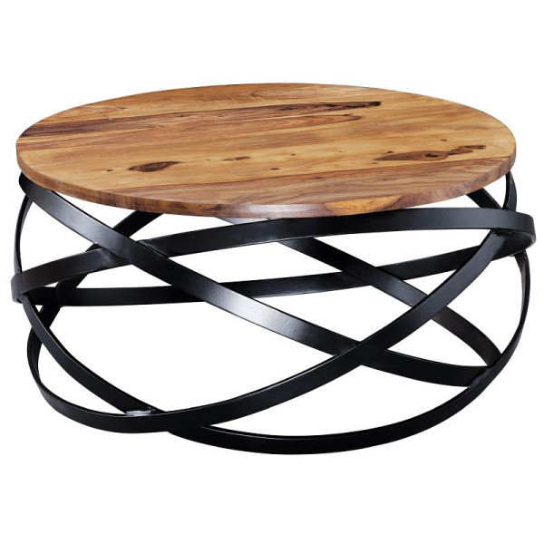 Wohnling salontafel MANUR 60x30x60 cm Sheesham massief hout / metaal, WL5.679
