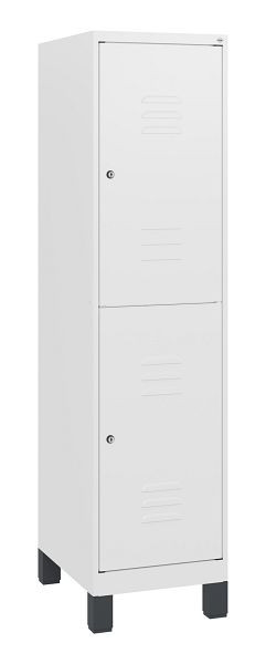 C+P Doppelstöckiger Spind Classic PLUS, Füße, 1630x400x500mm, 9016/9016, Zylinderschlösser, 0803105-12 S10044