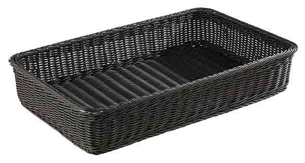APS GN 1/1 mand, 53 x 32,5 cm, hoogte: 10 cm, polypropyleen, zwart, met RVS draad in de rand, -PROFI LINE-, 50722