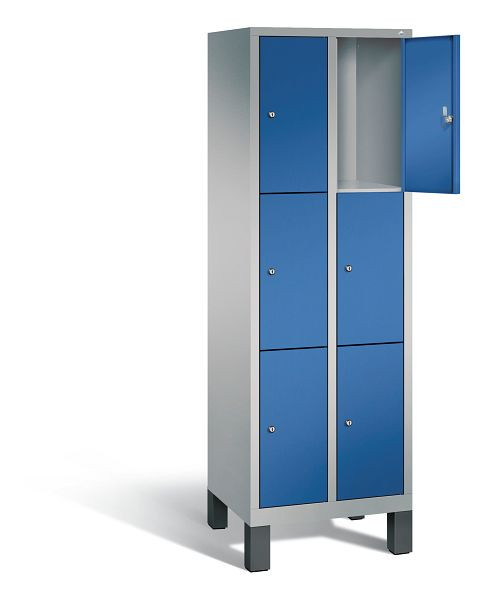 C+P lockerkast Evolo, H1850xB610xD500mm, kleur: wit aluminium / gentiaanblauw, 48010-203 S10156