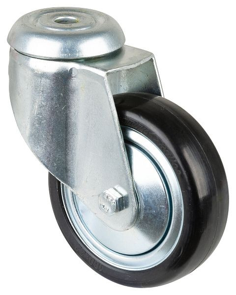 BS-wielen Zware apparatuurwiel, breedte 32 mm, Ø100 mm, tot 80 kg, grijs rubber, elektrisch geleidend, kunststof wiellichaam, kogellagers, C101.A89.100