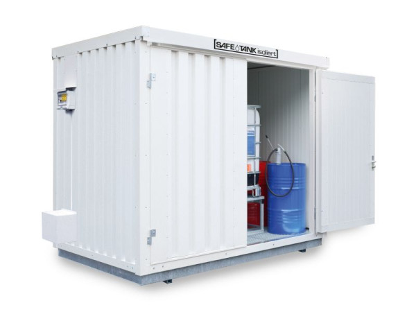 SÄBU SAFE Tank STI 1000 KTC ALG, geïsoleerd (buiteninstallatie), volledig geassembleerd, met kunststofcoating RAL 9002, 3.350 x 2.170 x 2.560 mm