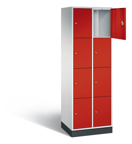 C+P lockerkast Intro, H1950xB620xD490mm, kleur: lichtgrijs / vuurrood, 8470-201 S10021