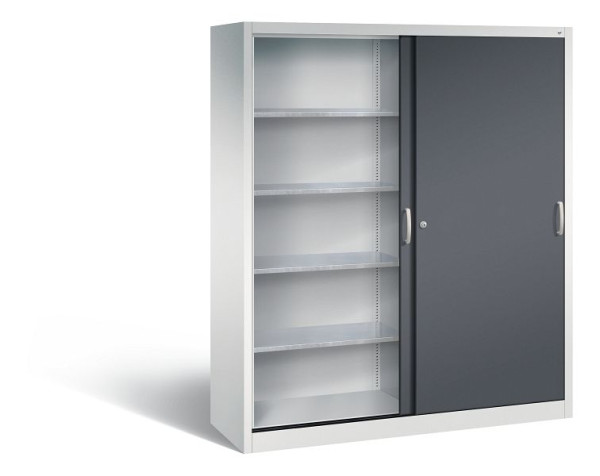 C+P schuifdeurkast Acurado, H1950xB1600xD500mm, kleur: lichtgrijs/zwartgrijs, beugelgreep, 2159-00 S10124