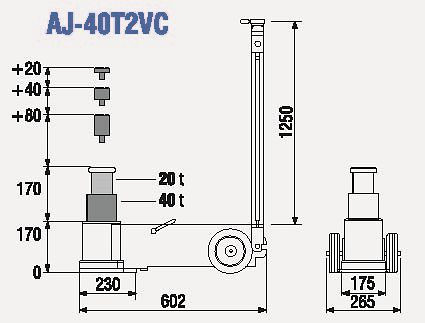 TDL 2-traps luchthydraulische krik Hoogte 17 cm AJ-40T2VC