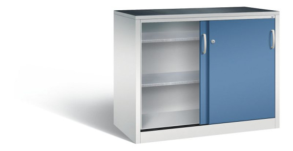 C+P schuifdeurkast Acurado, H1000xB1200xD600mm, kleur: lichtgrijs / verre blauw, beugelgreep, 2066-09 S10089