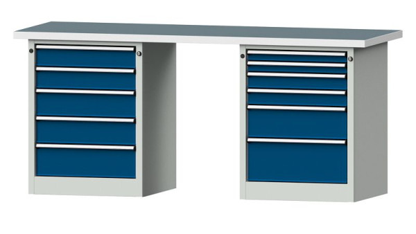 ANKE werkbanken combinatie werkbank, model 841 V, 2000 x 700 x 890 mm, RAL 7035/5010, UBP 40 mm, 415.121