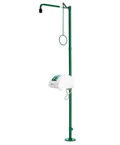 B-SAFETY lichaamsdouche met oogdouche met opvangbak en afdekking, groen, vloermontage, BR 838085/75 l, 305282