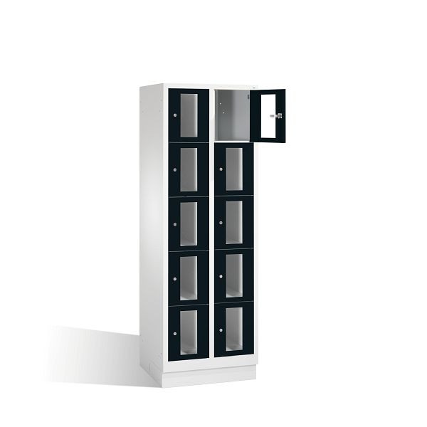 C+P lockerkast Classic, H1800xB610xD500mm, kleur: lichtgrijs / zwartgrijs, 8020A205 S10005