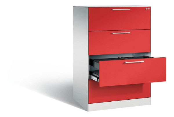 C+P hangarchiefkast Asisto, H1310xB800xD600mm, kleur: lichtgrijs / vuurrood, beugelgreep, 146223-412 S10244