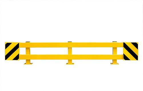 Ampere plankbeschermingsplank C-profiel, uitschuifbaar tot 2700 mm, geel gecoat, met zwarte strepen, 311058