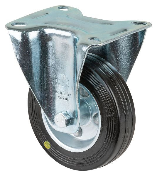 BS rollen transportrol, vaste rol, breedte 30 mm, Ø100 mm, tot 100 kg, zwart antistatisch rubber, rollager, plaat, VE 2 stuks, L410.B58.100