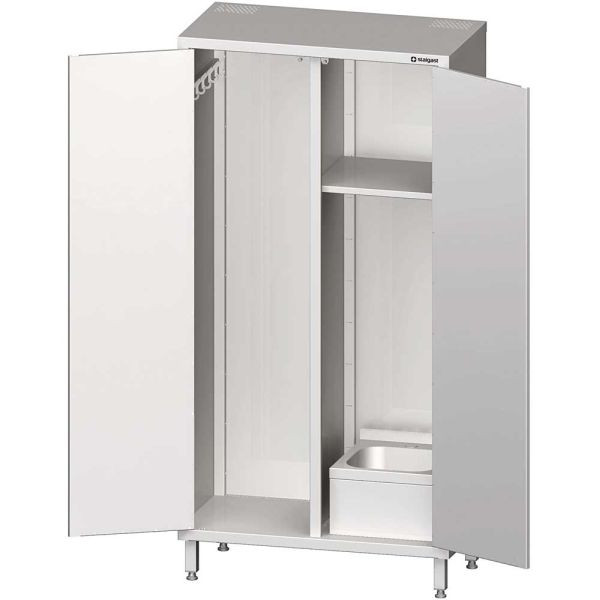 Stalgast hoge kast met spoelbak, 1 draaideur, in hoogte verstelbare planken, 1000x500x2000 mm (BxDxH), VHK10560