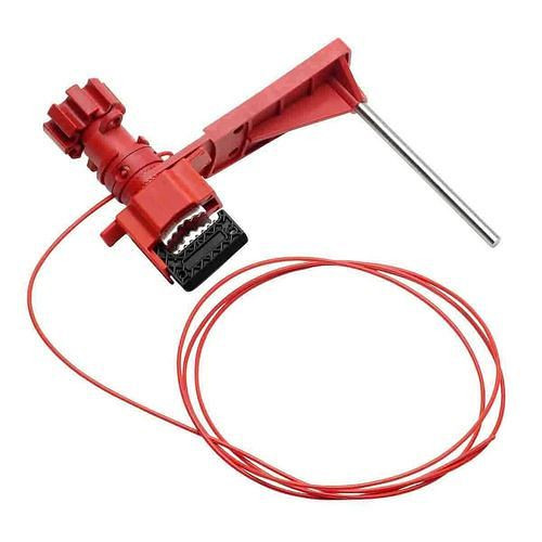 DENIOS Grote universele klepafsluiter met nylon kabel en blokkeerarm, maximale hefboomdikte 27,94 mm, 308974