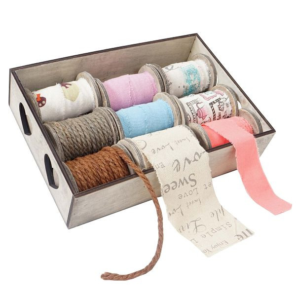 Mendler sierdoos lint, cadeaulint decoratief koord lintdoos, 9 rollen, 51916