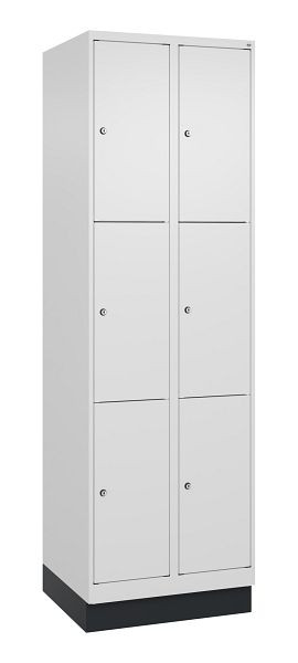 C+P lockerkast Classic PLUS, onderstel, 2 vakken met elk 3 vakken, 1950x600x500mm, 9016/9016, 080020-203 S10017