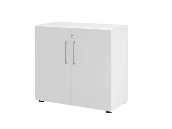 Hammerbacher kast 928T2, 2 OH, romp: wit / voorkant: grijs, 80x41,7x74,8 cm, openingshoek 110°, achtervergrendeling, V928T2/W/5/BS