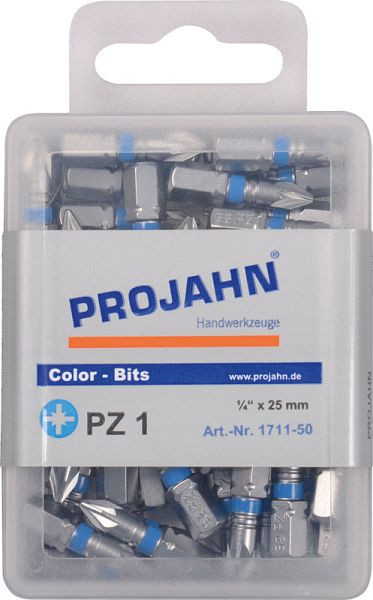 Projahn 1/4" gemarkeerde bit L25 mm Pozidriv nr. 1 pak van 50, 1711-50