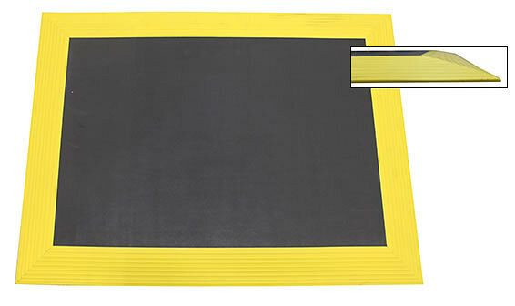 Ergomat XL Bubble Down antivermoeidheidsmat met gele randen, lengte 120 cm, breedte 60 cm, BDXL60120-YB