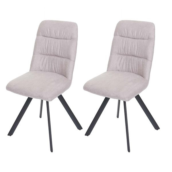 Mendler Set van 2 eetkamerstoelen HWC-J69, keukenstoel, draaibare automatische positie, fluweel, crème-beige, 82597