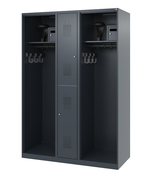 C+P brandweerkast Evolo, model MAXI, 2 compartimenten, H1850B1300T500 mm, antraciet, 0496015-030 S10004