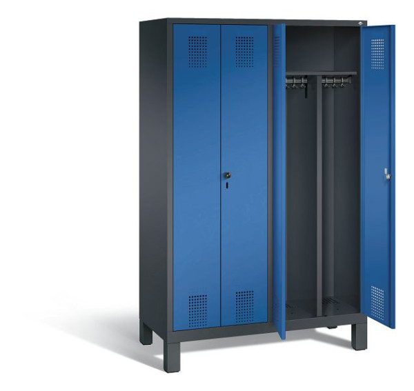 C+P zwart wit kastje Evolo, H1850xW1190xD500mm, kleur: zwart grijs / gentiaanblauw, 48012-40 S10179