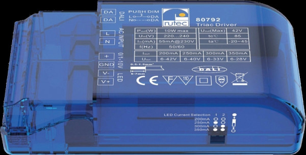 rutec Projekt DALI / Push / Triac / 1 - 10V dimactuator 220 - 240V 200/250/300 / 350mA 10W, PHZ792