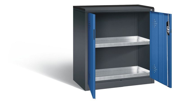 C+P klimaatkast Acurado, H1000xW930xD500mm, kleur: zwartgrijs / gentiaanblauw, verzonken handgreep, 8821-315 S10191