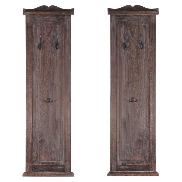Mendler set van 2 kledingkast T33, wandkast garderobepaneel, wandhaken hout 109x28x4cm, bruin shabby, 30351