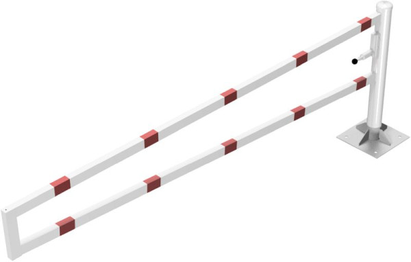 Schake draaibaanbarrière, met zelfsluitend slot 3,00m voor hangslot, draaipaal: Ø 102mm, slagboomarm: 60x40mm, 4013_30VBP