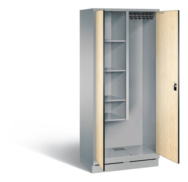 C+P reinigingsmiddelenkast Evolo, H1800xW810xD500mm, kleur: wit aluminium / Donau esdoorn decor, 48120-02 S10180