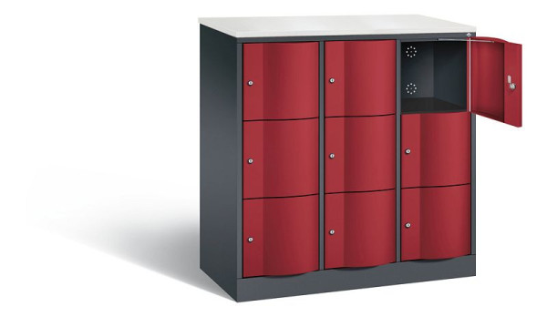 C+P lockerkast Resisto, H1255xB1148xD540mm, kleur: zwart-grijs/robijnrood, 8573-372 S10686