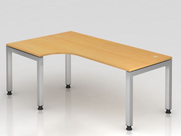 Hammerbacher hoektafel U-voet vierkant 200x120cm 90° beuken, hoekvorm 90°, zwevende plaat, VJS82/6/S