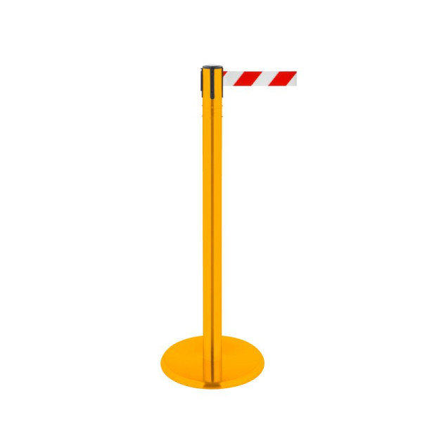 Stein HGS HGS personengeleidingssysteem -P-Line 360-, metaal, geel gecoat, rood/wit diagonaal (gearceerd), met bandeindstuk (standaard), bandlengte: 4 m, 40018-1302