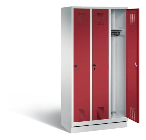 C+P Evolo garderobe, H1800xW900xD500mm, kleur: lichtgrijs/robijnrood, 48020-30 S10024