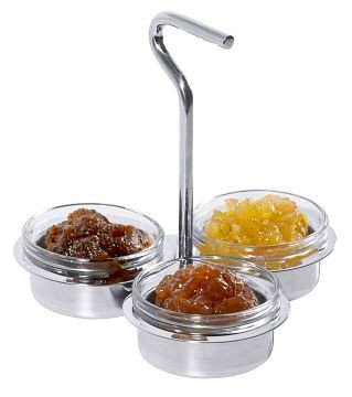 Contacto taartplateau met drie glazen schalen 6 cm, 3291/003