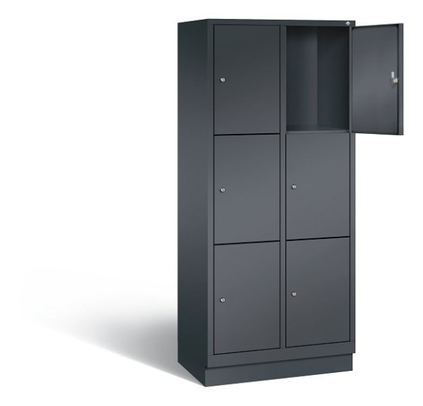C+P lockerkast Evolo, H1800xW810xD500mm, kleur: zwart-grijs, 48020-223 S10116