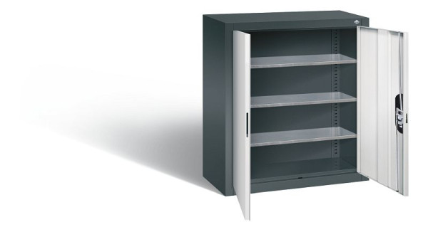 C+P wandkast serie 13, H830xB700xD300mm, kleur: antracietgrijs/lichtgrijs, verzonken handgreep, 134013-22 S10198