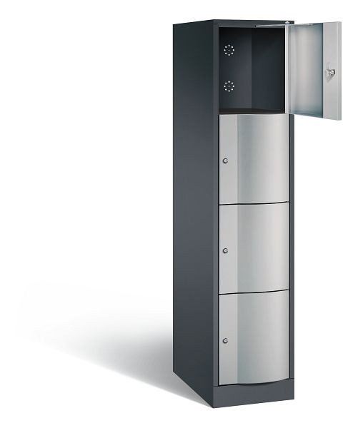 C+P XL lockerkast Resisto, H1950xB396xD640mm, kleur: zwart-grijs/wit aluminium, 8470-173 S10008
