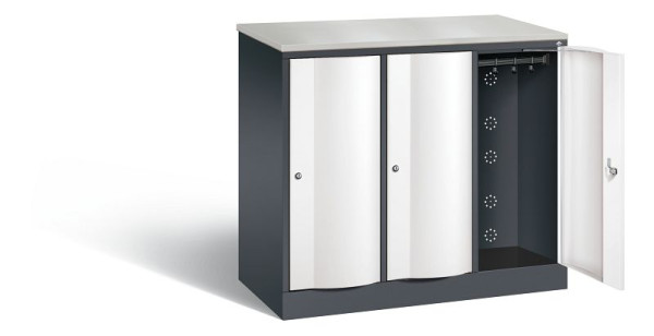 C+P locker Resisto, H1077xB1148xD540mm, kleur: zwartgrijs / verkeerswit, 8271-372 S10072