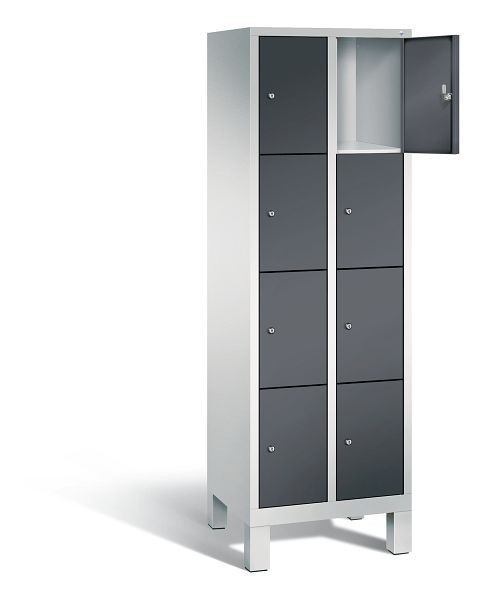 C+P lockerkast Evolo, H1850xB610xD500mm, kleur: lichtgrijs / zwartgrijs, 48010-204 S10125