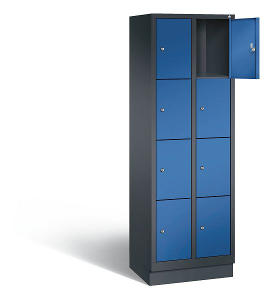 C+P lockerkast Evolo, H1800xB610xD500mm, kleur: zwartgrijs / gentiaanblauw, 48020-204 S10169