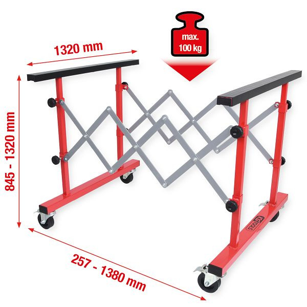 KS Tools Universele telescopische multifunctionele wagen, 257-1380mm, 500.8100
