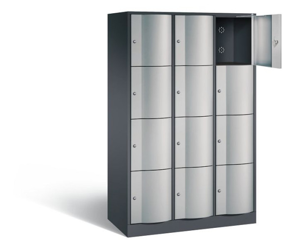 C+P lockerkast Resisto, H1950xB1148xD540mm, kleur: zwart-grijs/wit aluminium, 8470-372 S10018