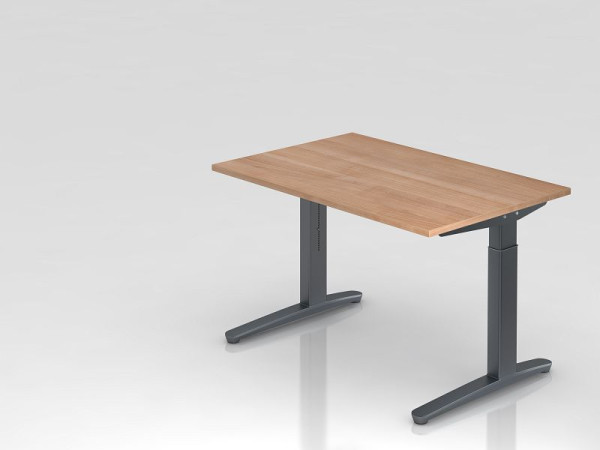 Hammerbacher bureau C-poot 120x80cm walnoot/grafiet, rechthoekige vorm, VXB12/N/GG