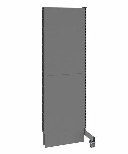 DENIOS mobiele akoestische scheidingswand, opzetpaneel, B 625, H 2000 mm, tweezijdige akoestische geperforeerde plaat, grijs, 293080